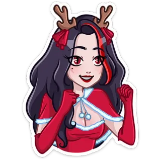 👊 31ca42a4 Navidad, dibujos animados, femenino, reno, fiesta whatsapp sticker