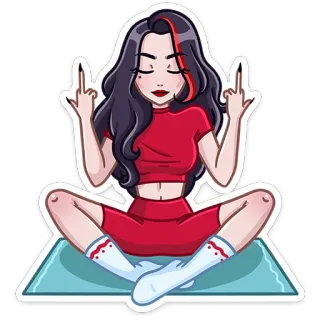 🖕 f5490d86 mujer, dedo corazón, gesto ofensivo, dibujo animado, pegatina whatsapp sticker