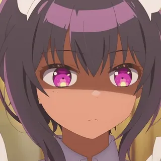 🥰 1f8da12c 애니메이션 여자, 귀여운, 어두운 피부, 보라색 눈, 메이드, 애니메이션 telegram sticker