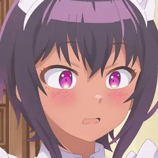 🥵 548957c7 애니메이션, 메이드, 만화, 만화, 캐릭터, 보라색 눈, 어두운 피부, 귀여운 telegram sticker