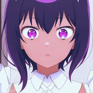 😍 64e40350 애니메이션, 만화, 여자, 캐릭터, 보라색 눈, 일러스트 telegram sticker