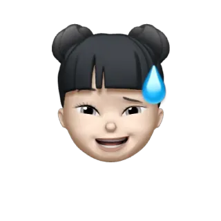 👧 254f3444 Emoji, Twarz, Kropla potu, Wyraz, Zaniepokojony, Zmartwiony telegram sticker