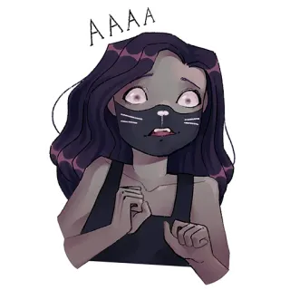 😱 207182d1 AAAA สาวอนิเมะ, กลัว, ประหลาดใจ, กังวล, หน้ากากแมว telegram sticker