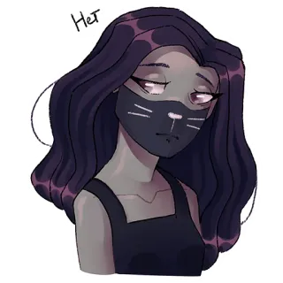 😏 23c1c5ce Нет อนิเมะ, ผู้หญิง, หน้ากากแมว, ภาพวาด, ครุ่นคิด, ภาพประกอบ, การ์ตูน telegram sticker