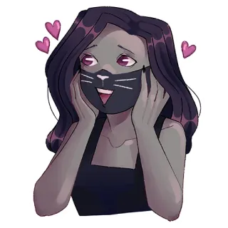 🥰 c0772638 ผู้หญิง, หน้ากาก, หน้ากากแมว, หัวใจ, การ์ตูน, ตัวละคร telegram sticker