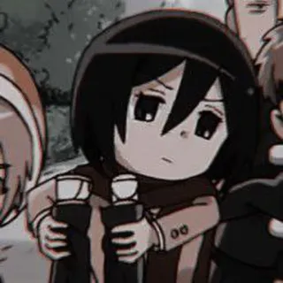 🀄 059eb32a Mikasa Ackerman Attack on Titan Anime, Dibujos animados, Personaje, Mikasa, Ataque a los Titanes, Chibi telegram sticker