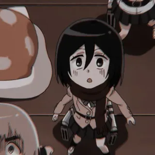 🀄 09980011 Mikasa Ackerman Attack on Titan Anime, Chibi, Manga, Ataque a los Titanes, Mikasa, Dibujos animados telegram sticker