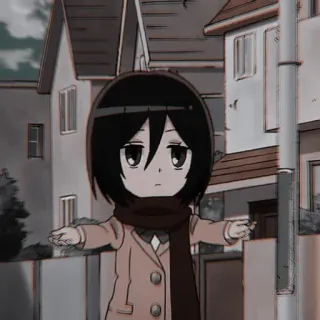 🀄 7a381c44 Mikasa Ackerman Attack on Titan Anime, Chibi, Mikasa, Ataque a los Titanes, Dibujos animados, Personaje telegram sticker