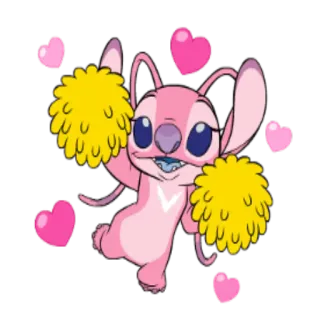 💝 04f48c2d Angel Lilo & Stitch นางฟ้า, หัวใจ, เชียร์ลีดเดอร์, สีชมพู, น่ารัก, ดิสนีย์, การ์ตูน whatsapp sticker