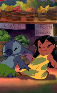 ♥️ 36d96354 Stitch Lilo & Stitch FRESH Produce Lilo & Stitch, Disney, Cartoon, Obst & Gemüse, Süß, Figur whatsapp sticker