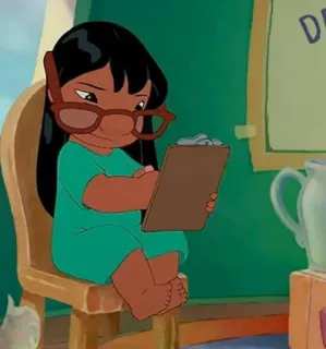 🤔 63ee9cc5 Lilo Pelekai Lilo & Stitch Lilo, Lilo und Stitch, Cartoon, Kind, Klemmbrett, Brille whatsapp sticker