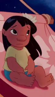 😐 ff84b9fc Lilo Pelekai Lilo & Stitch lilo und stitch, cartoon, traurig, lilo, disney, charakter whatsapp sticker