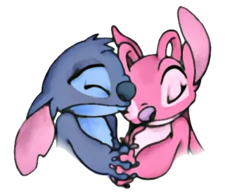 💏 720a1d2a Stitch stitch, anioł, pocałunek, miłość, disney, kreskówka telegram sticker