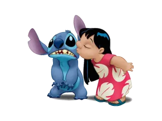 😚 91b84225 Stitch Lilo & Stitch słodkie, kreskówka, Disney, Lilo, obcy, pocałunek telegram sticker