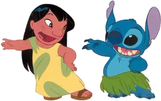 💃 98a08b21 Lilo & Stitch kreskówka, dziecko, obcy, przyjaźń, słodki telegram sticker