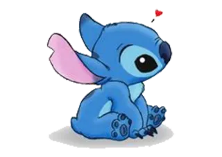 ❣ c489bbed Stitch Lilo & Stitch słodki, kreskówka, niebieski, serce, obcy telegram sticker