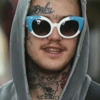 😎 23e2b791 Baby lil peep, tatuaggio faccia, occhiali da sole, felpa con cappuccio telegram sticker