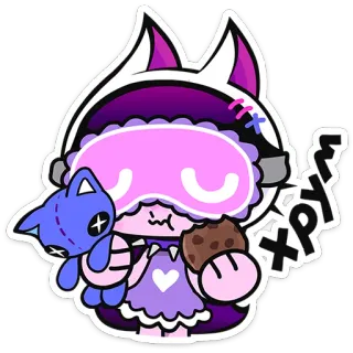 🍴 9c5efbf5 dessin animé, endormi, mignon, pyjama, chat, cookie telegram sticker