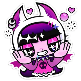 🤤 bbeb4637 mignon, dessin animé, créature, rose, monstre, démon telegram sticker