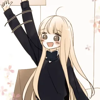 🦊 344a9a75 动漫女孩, 卡哇伊, 卡通, 快乐的, 插图 whatsapp sticker