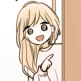 🦊 d3dd01f7 卡通, 动漫, 女孩, 指, 可爱, 微笑 whatsapp sticker