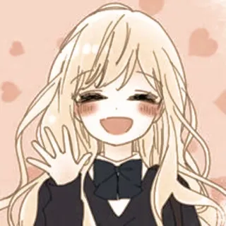 🦊 ea349007 动漫女孩, 挥手, 卡通, 金发, 可爱, 校服 whatsapp sticker