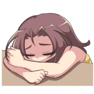 😞 17e08c3a 动漫, 卡通, 伤心, 疲惫, 困, 女孩 telegram sticker