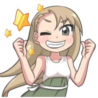 😁 1ac67e2c 动漫女孩, 眨眼, 快乐, 星星, 卡通, 庆祝 telegram sticker