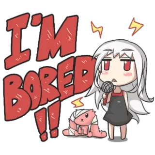 🎤 1ea01cc3 I'M BORED!! 无聊, 动漫, 兔子, 沮丧, 红色, 文字 telegram sticker