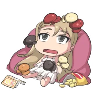 😪 4b6c67a1 动漫, 女孩, Q版, 零食, 可爱 telegram sticker