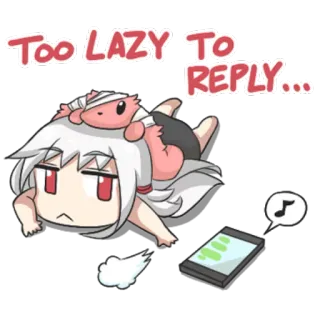 😪 6135b7ad TOO LAZY TO REPLY... 懒惰, 回复, 卡通, 电话, 角色 telegram sticker