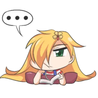 💬 97610a65 Q版, 动漫, 女孩, 阅读, 思考, 可爱 telegram sticker