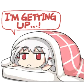💤 bb1572a1 I'M GETTING UP...! 动漫, 困, 床, 懒, 早上 telegram sticker