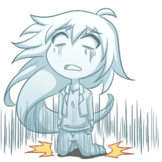 😫 fb5ed7f4 悲伤, 动漫, 哭泣, Q版, 白色 telegram sticker