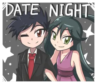 😏 3f68b0a8 DATE NIGHT date, abend, romantik, paar, cartoon whatsapp sticker