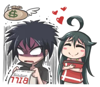 😨 6e0e27a5 BILL Rechnung, wütend, Liebe, Geld, süß, Anime whatsapp sticker