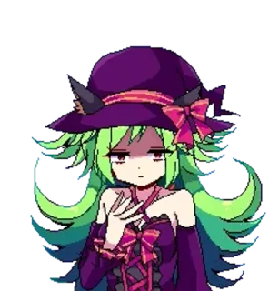 🧪 735545a9 Anime, Cô gái mèo, Phù thủy, Dễ thương, Tóc xanh lá, Mũ tím telegram sticker