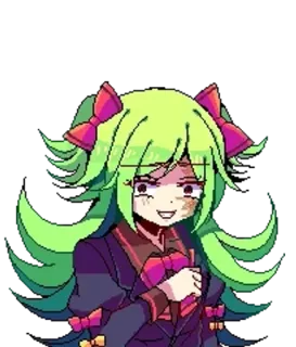 🧪 bf239763 Anime, Cô gái, Buồn, Bị thương, Nơ, Pixel art telegram sticker