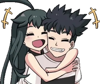 🎈 6bdc2890 аниме, пара, объятия, счастливый, мультфильм whatsapp sticker