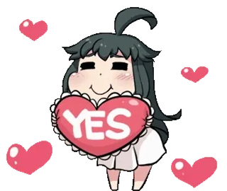 🎈 db321700 YES Аниме, Милый, Сердечки, Да, Мультфильм whatsapp sticker