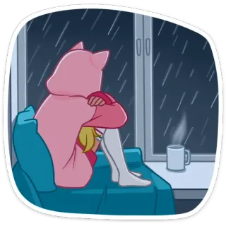 😣 375bd4b5 고양이, 비, 슬픈, 귀여운, 창문, 혼자 telegram sticker