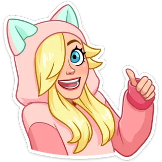 👍 5b1351b3 만화, 스티커, 여자, 금발 머리, 후드티, 엄지 척 telegram sticker