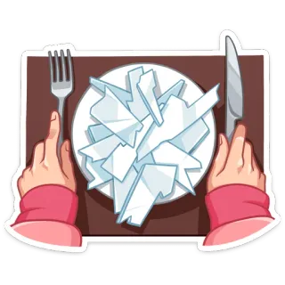🍽 9a6c3c8e 접시, 깨진, 유리, 식사, 손, 포크, 칼 telegram sticker