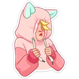 👀 d8c699f5 귀여운, 애니메이션, 고양이 귀, 카와이, 후드티 telegram sticker