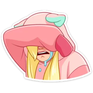😭 6ecc1e44 crying, sad, emotion, pajamas, cartoon, sticker, blond hair telegram sticker