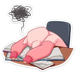 🙈 c3aec733 tired, exhausted, books, studying, cartoon, stressed, frustrated, overwhelmed telegram sticker