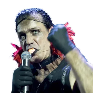 👊 ab40e077 Till Lindemann singer, metal, rock, microphone, band, Rammstein telegram sticker