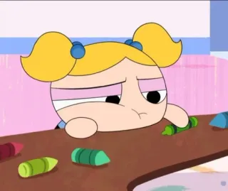 🙇‍♀ 5e432b4e Bubbles Powerpuff Girls hoạt hình, Bubbles, The Powerpuff Girls, buồn, dễ thương, bút sáp màu telegram sticker
