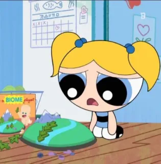 😔 60af3943 Bubbles Powerpuff Girls BIOME hoạt hình, anime, The Powerpuff Girls, Bubbles, buồn, khóc telegram sticker