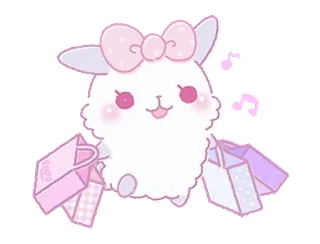 🎀 3aea9ed4 fofo, animal, ovelha, compras, rosa, kawaii telegram sticker